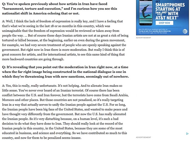 Chicago Tribune Interview with Shirin Neshat, Part 3