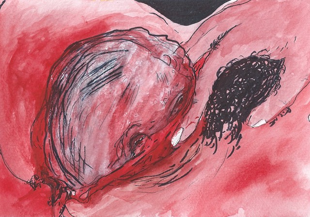 Circe's Corpse Birth, watercolor, pen and ink on Arches