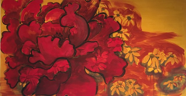 red peony painting Terri Whetstone