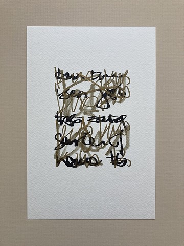 Small abstract with Asemic script on watercolour paper
