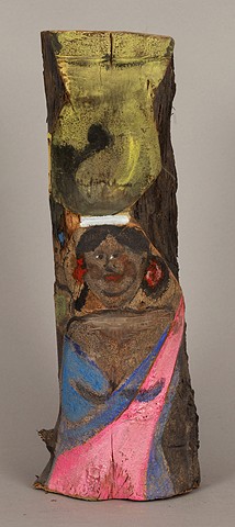 outsider, Outsider Artist, Outsider Art, Folk Art, Art, Self-Taught, Sculpture, Abstract Sculpture, Wood Carving, Grandpa Pfriender, Andrew Pfriender, Grandpa Andrew Pfriender, mixed media, Painted Sculpture, acrylic, Figurative Sculpture, African