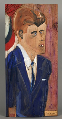 Outsider, Outsider Artist, Self-Taught, Presidents, Painting, Wood Carving, Watercolor, Watercolor Painting, Bobby Kennedy, RFK, Grandpa Pfriender, Andrew Pfriender, Grandpa Andrew Pfriender, American Visionary Museum,