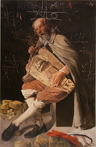 Bad Bets-Blind Hurdy Gurdy Banker after Georges de la Tour’s Hurdy Gurdy Player