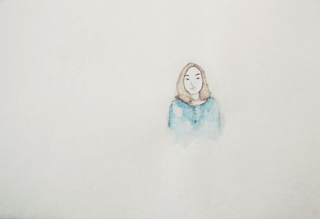 self portrait in Berlin, water color and pencil