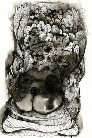 a drawing of a pug with india ink and dip pen using calligraphy available works by betsy heistand jones 