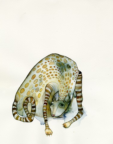 Schmincke Horadam watercolor painting by betsy heistand jones of a cat with stripes and spots