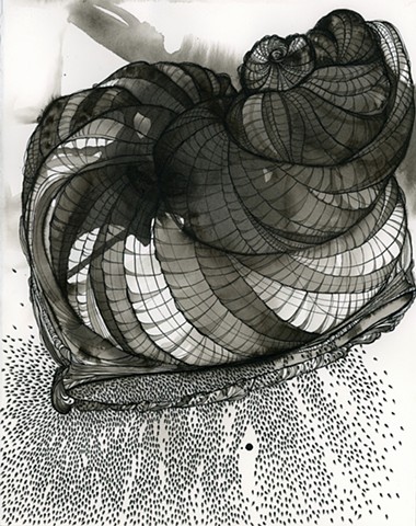 caligraphy ink drawing india ink of an empty snail shell filled with ants by betsy heistand jones betsy jones artist cooper union