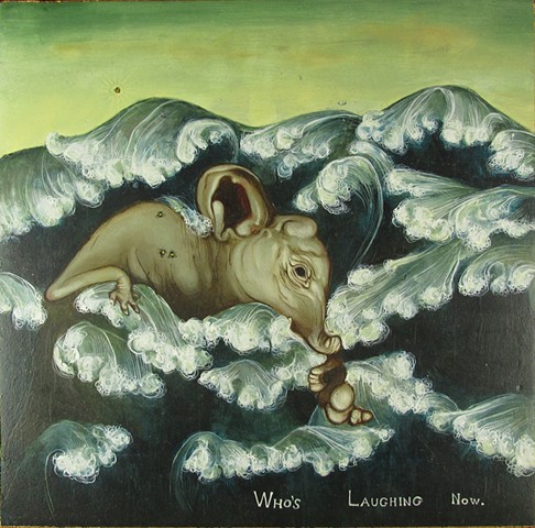 and elephant and I bee are on the ocean oil painting by betsy heistand jones. oil painting betsy s jones cooper union