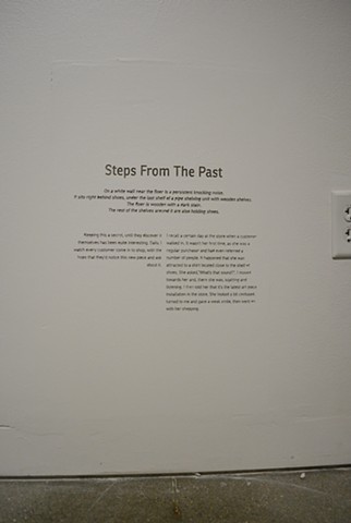 Steps From The Past is a story engraved into the gallery wall. The story is of an insulation done a month prior to the show.