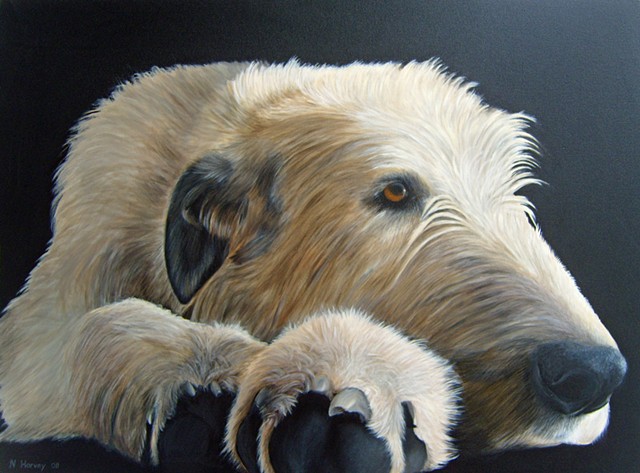 Irish wolfhound oil painting.