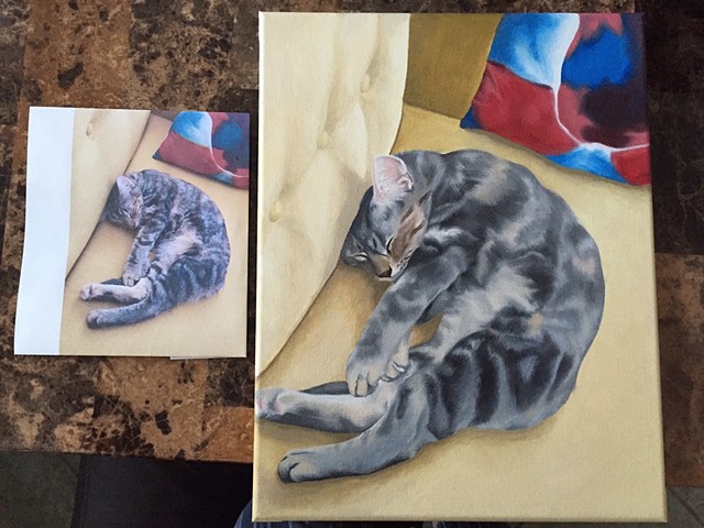 Side-by-side comparison of the original photograph and finished commission.