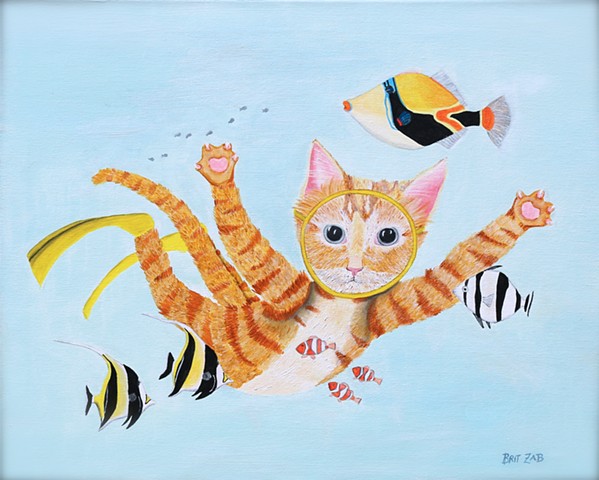 Snorkel cat 20” x 30” print