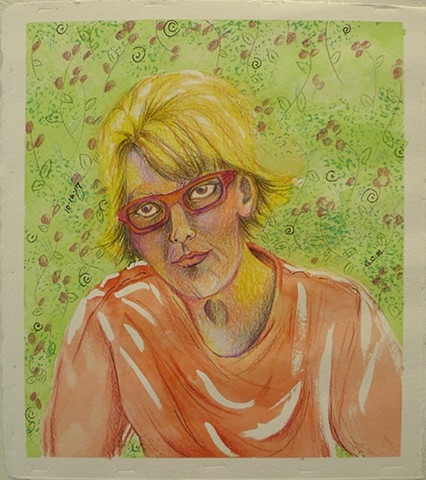 watercolor self-portrait by Gale Carter McCullough