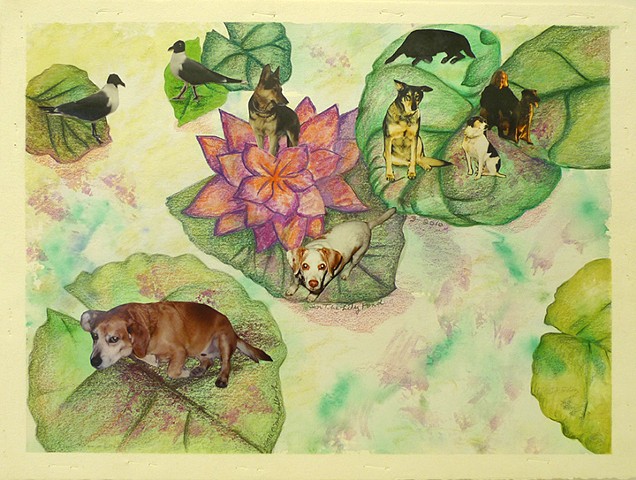 Collage and watercolor by Gale Carter McCullough