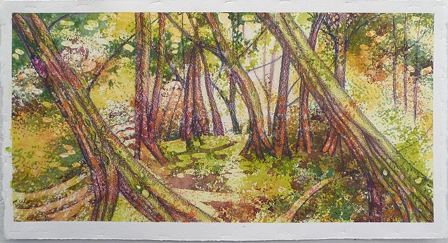 Watercolor of woodsy landscape by Gale Carter McCullough
