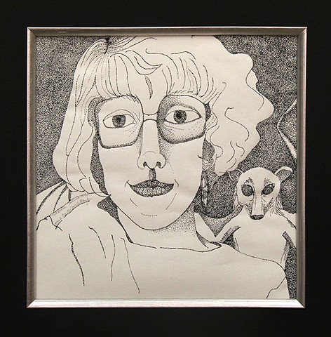 self-portrait by Gale Carter McCullough in black marker