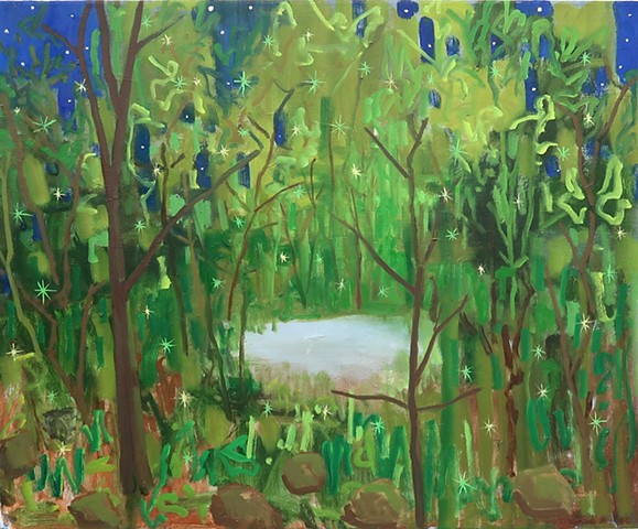 Pond with Fireflies 