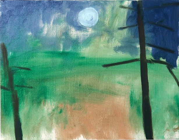 Two Trees In The Fall With The Moon Full