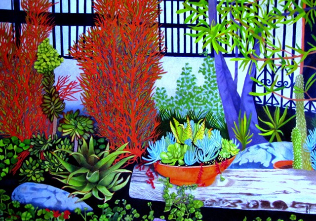 Succulent, Garden, Colorful, Colored Pencils