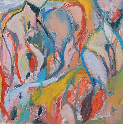 Colorful abstract figure oil painting by artist Ethan Newman 