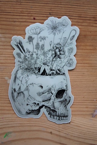 Floral Skull Sticker