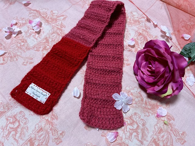 Rose and deep red Japanese acrylic yarn.