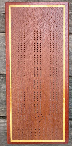 Lacewood with Yellowheart and Oticica Frame Cribbage Board