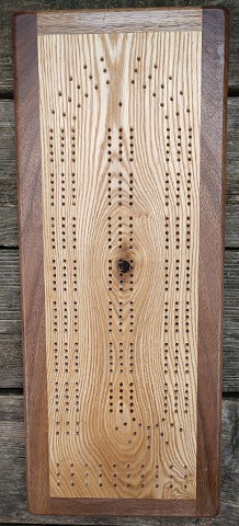 Black Ash with Walnut Frame Cribbage Board