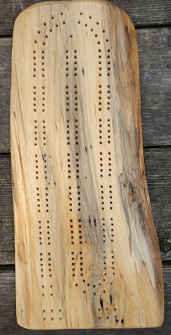 Spalted Birch Natural Edge Cribbage Board