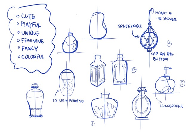 Shampoo Bottle Thumbnail Sketches