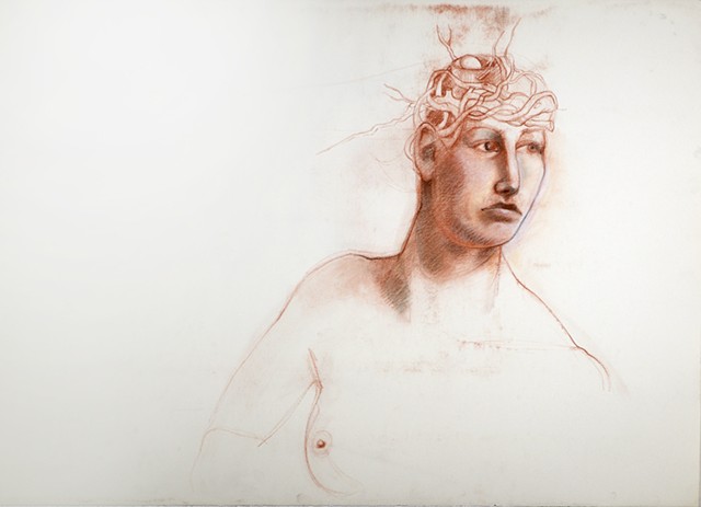 Untitled (figure study, woman with nest in her hair)