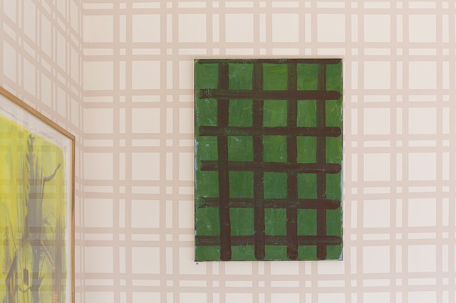 Green plaid painting, installation view 