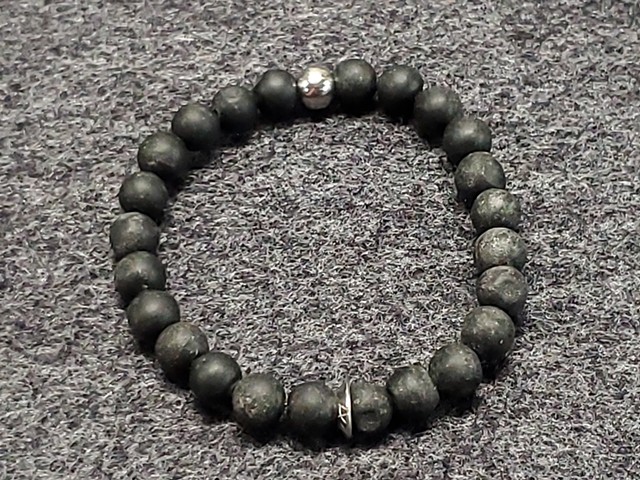 Black Stone and Stainless Bracelet