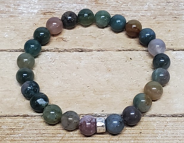 Genuine Rainbow Jasper Gemstone 8mm Beaded Stretch Yoga Healing Bracelet for Men and Women. Handmade stretch bracelet made with 8mm rainbow jasper beads and silver accents. Rainbow jasper is a powerful gemstone that provides protection, inspires freedom, 