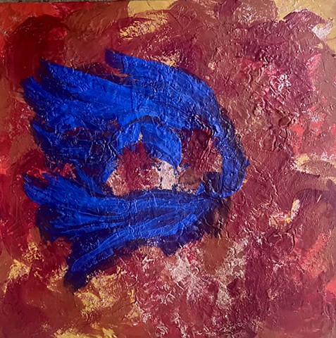 Abstract Art, cobalt, red