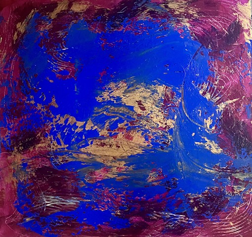 Abstract Art, cobalt, red