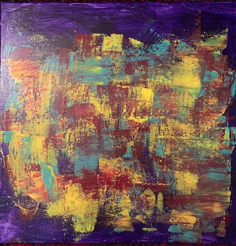 Original Abstract Art Painting for sale in Minneapolis Minnesota - PTSD in Purple