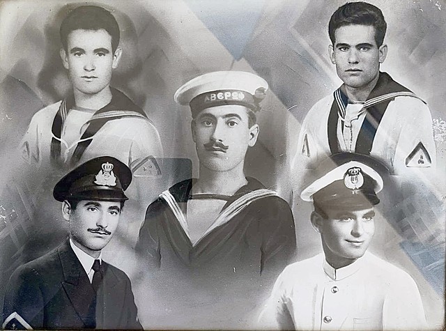 the four brothers with their father (in the middle) when they all did their military duty