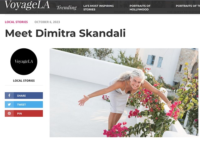 An interview at Voyage LA magazine of the Cycladic Arts founder Dimitra Skandali