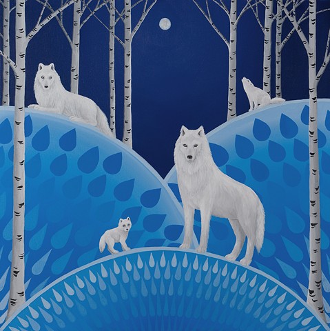 Wolves with Birch Trees