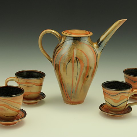Shino Teapot & Cups
