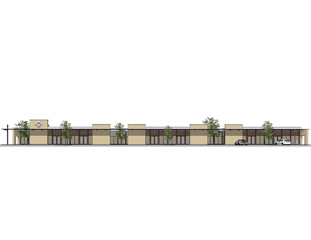 Rammed Earth Strip Mall, The Health Commons - New Braunfels, Texas