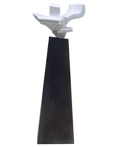 Cuban marble cracked steel Sculpture Chillida anvil style represents dreams peace dove by Aramis Justiz