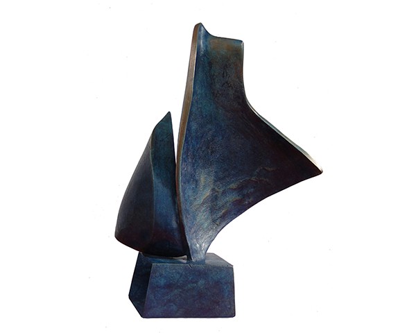 Cuban bronze blue patina sculpture represents calm wind good sailing prosperity by Aramis Justiz