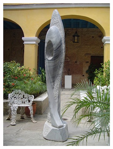Cuban marble sculpture commission Cuba hand carving decoration public art by Aramis Justiz