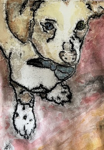 Custom Pet Portraits MonoPrints w/ watercolor 