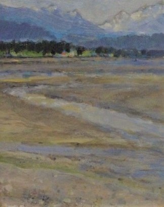 Plein air acrylic on masonite sketch