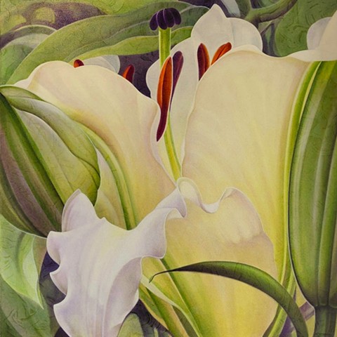 Original painting of yellow lily by Canadian artist Michael Savage.