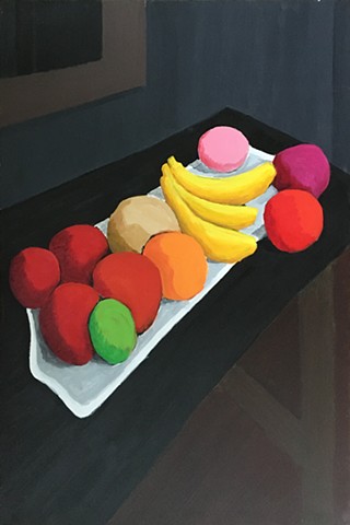 Thirteen Fruits on a White Platter