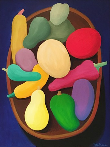 Thirteen Fruits in a Wooden Bowl 